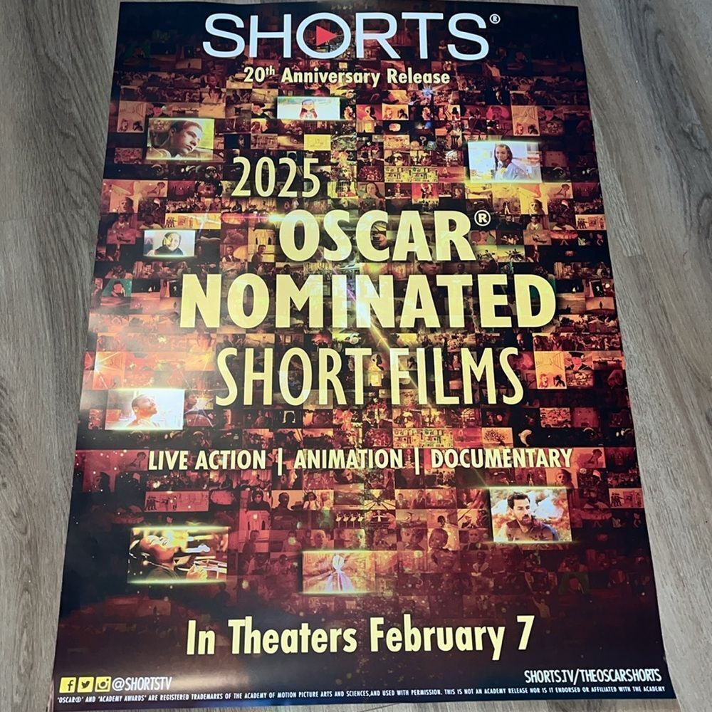 Oscar Nominated Shorts film theatre promotional 27x 39” big Movie Poster 2025